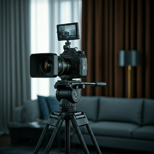 Stabilized cinematic video tour frame of a commercial property