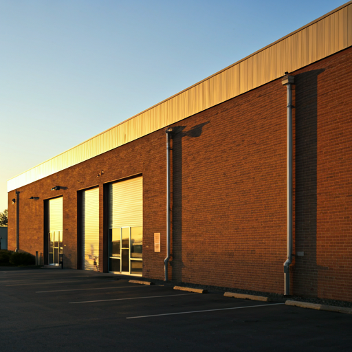 Commercial exterior at golden hour