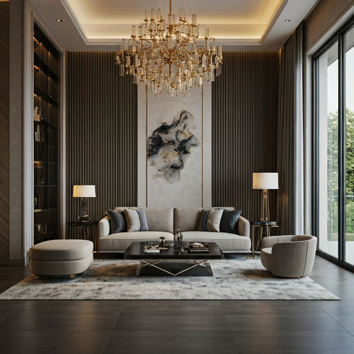 Before and after virtual staging comparison of a vacant living room