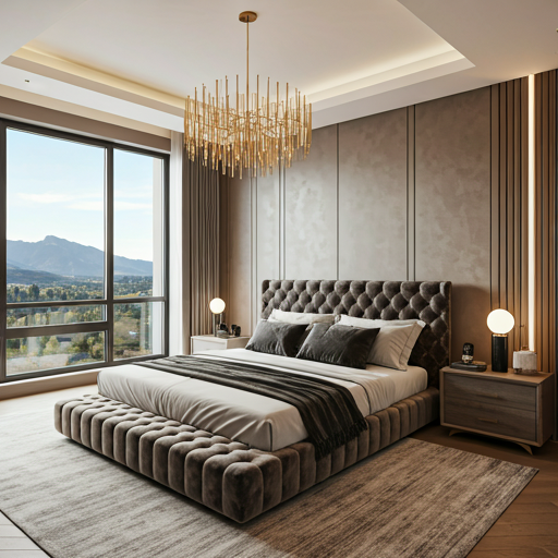 Penthouse suite virtually staged with luxurious furnishings and art